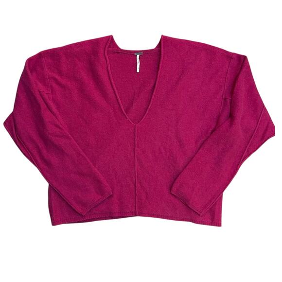 Free People Harmony V-Neck Cashmere Sweater Size Small Cozy Classic Boho Fall - Picture 1 of 6